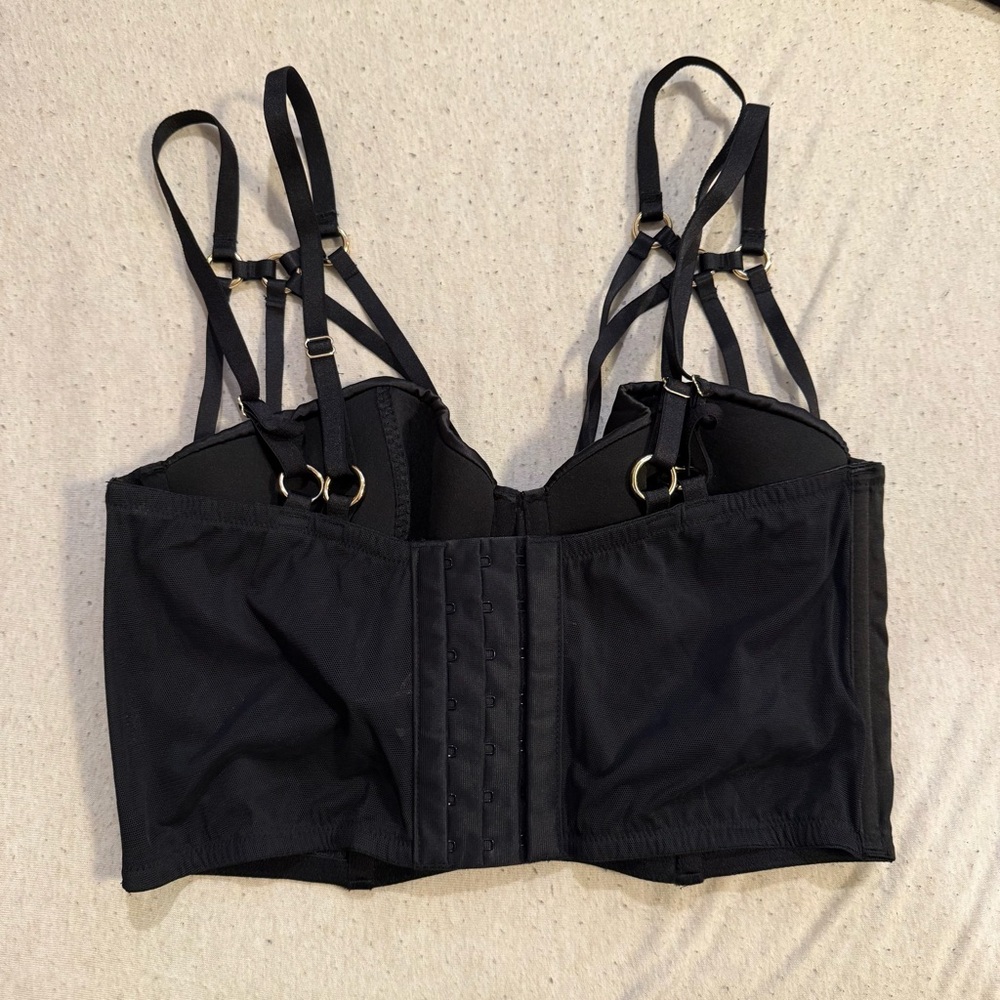 💛 RESERVED 💛 NWT Black Satin Strappy Bustier 36C - Picture 3 of 3